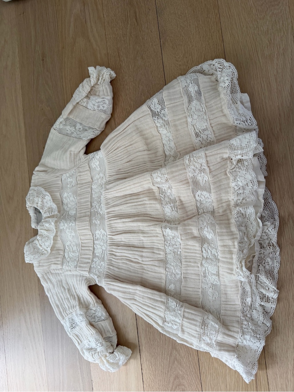 Cream Lace-Trim Formal Dress for Girls - Elegant Tiered Design